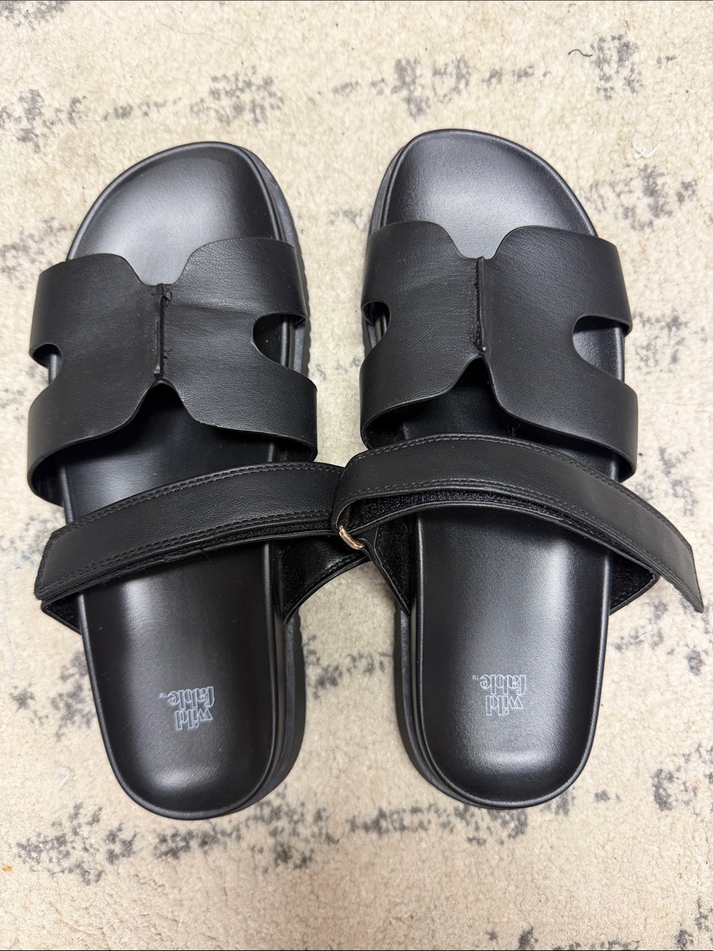 wild fable Black Dual-Strap Slide Sandals